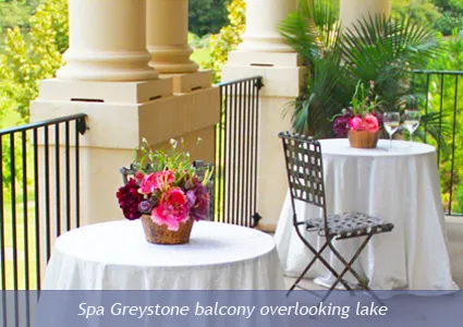 Spa Greystone balcony overlooking lake