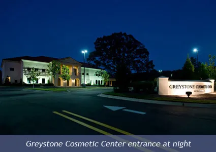 Greystone Cosmetic Center entrance at night